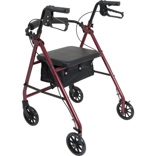 Aluminum Rollator w/Loop Brake Burgundy 4-Wheel