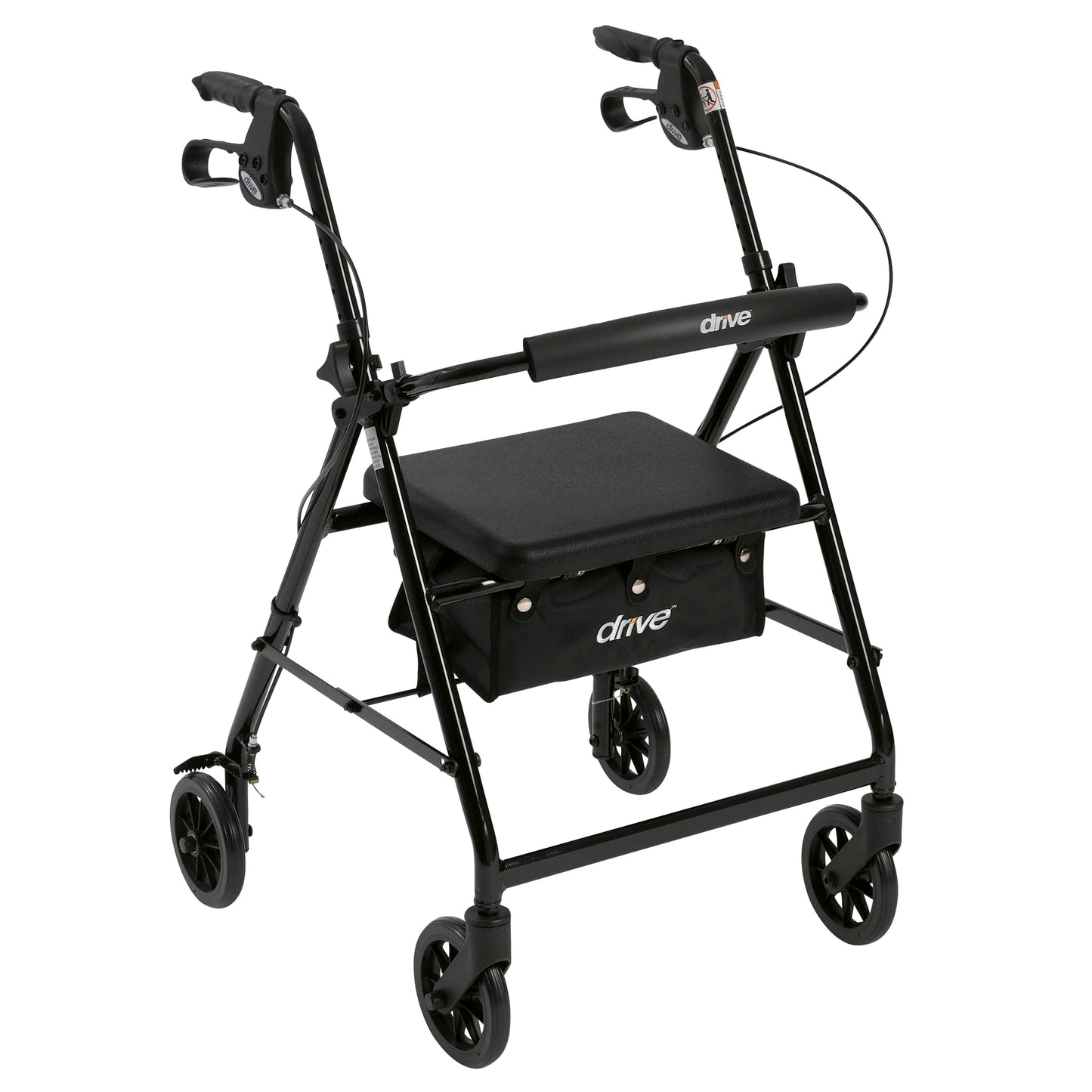 Rollator 4-Wheel with Pouch & Padded Seat Black - Drive