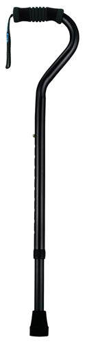 Standard Offset Walking Cane Adjustable Aluminum Black