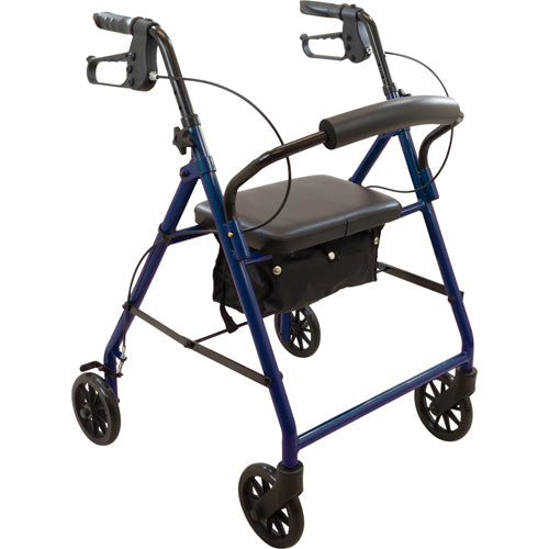 Rollator Steel 6 Wheels Blue 300 lb. Weight Cap