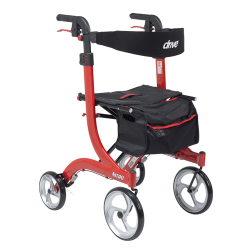 Nitro Aluminum Rollator Red Tall Height w/10 Casters