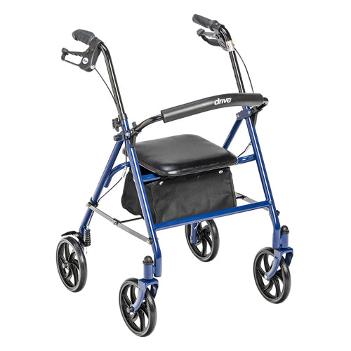 4 Wheel Steel Rollator w/7ð  Casters & Basket- Loop-Blue